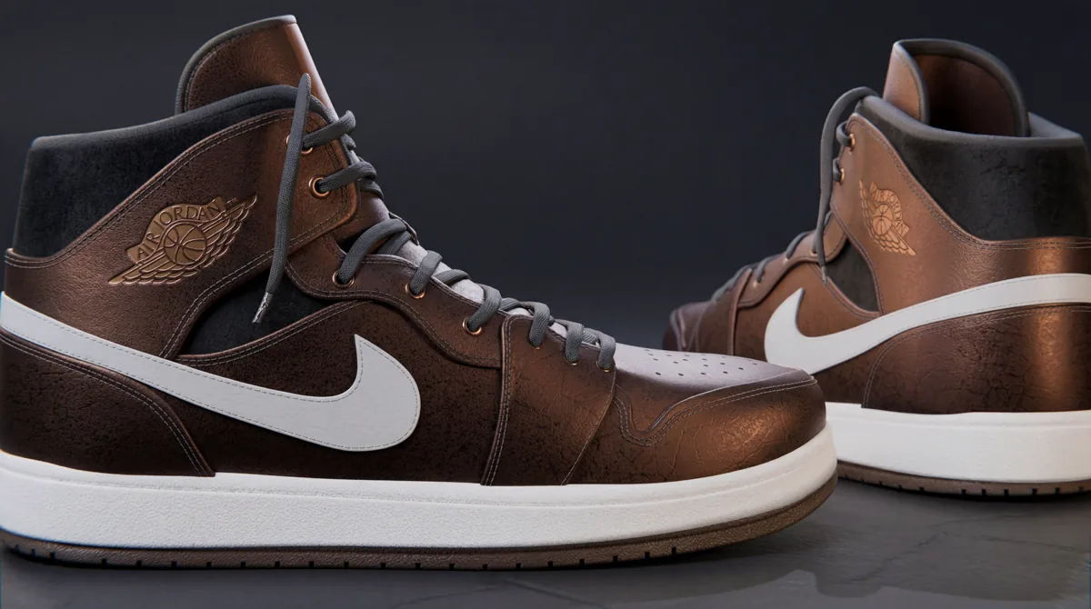 Basket Jordans en cuir brun - rendu Cycles
